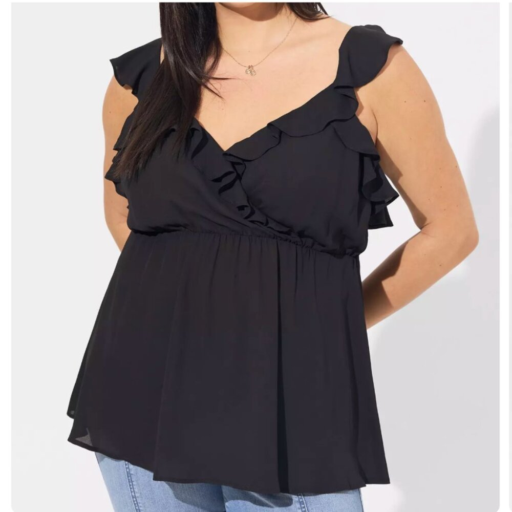 GUC Torrid Peplum Georgette Ruffle Surplice Tank Top